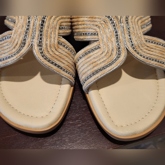 David Tate Thrill Women's Leather Sandal Bone Tan Slip On Slide Size 9 Wide - Picture 5 of 8